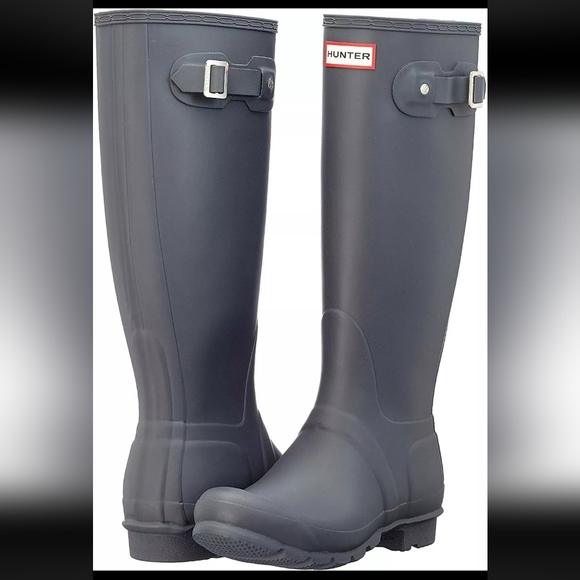 Hunter Original Tall Ladies Dark Slate Rain Boots - Picture 6 of 16